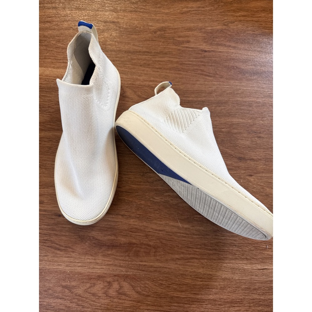 Rothys Womens Chelsea Boot Bright White Knit Sustainable Ankle Boots Size 7.5